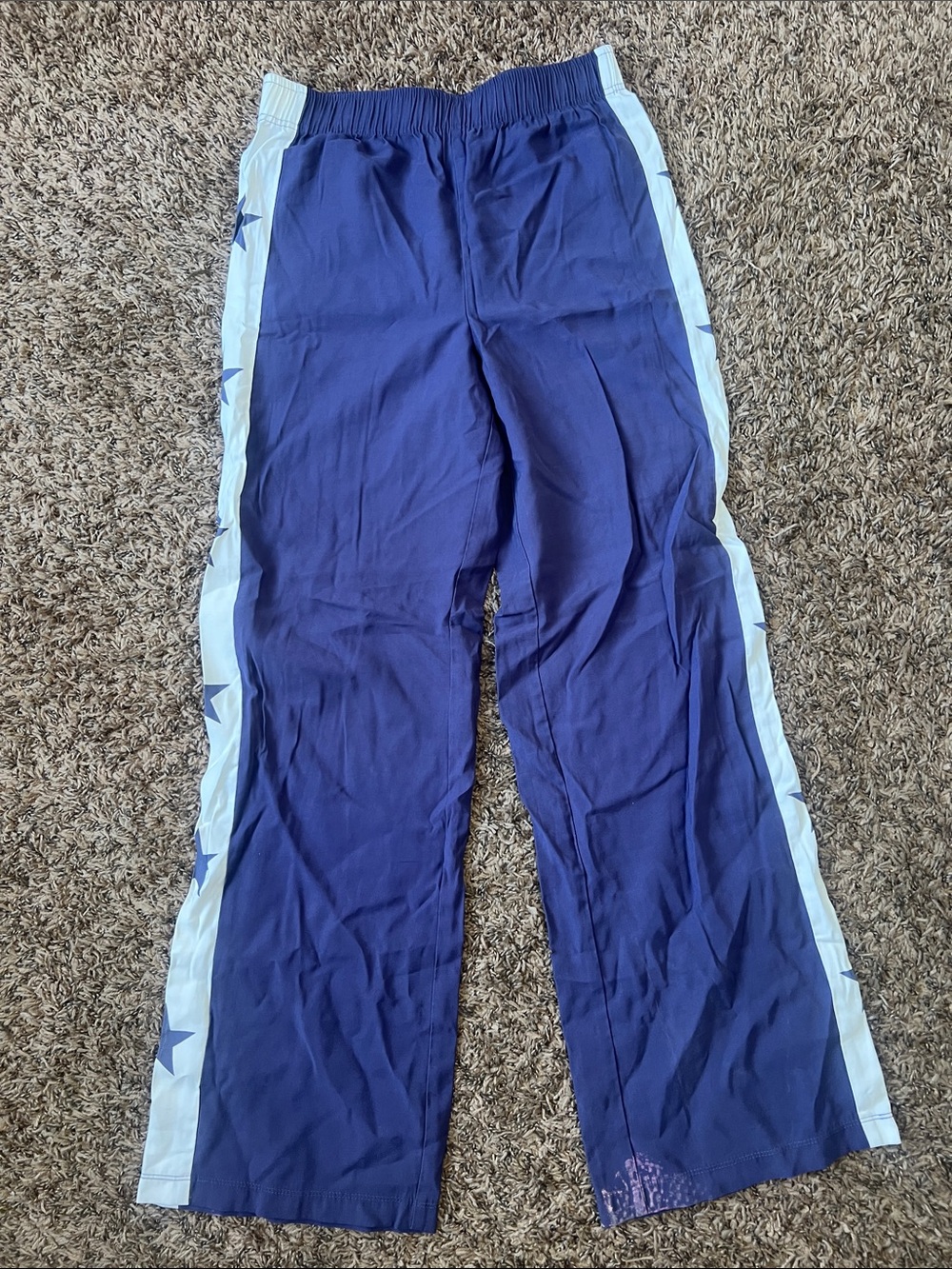 Forever 21 Navy Blue Track Pants with White Star-Trim